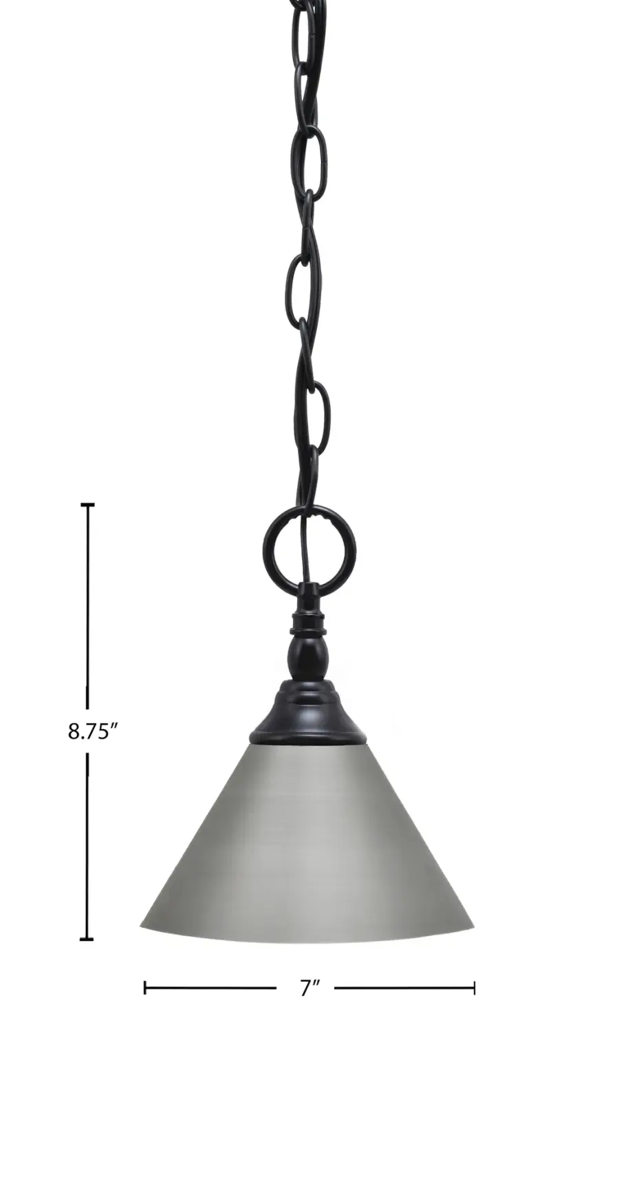 Toltec Lighting Chain Hung Mini Pendant with Brushed Nickel Cone Shade - Image 2