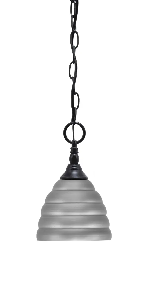 Matte Black Mini Pendant with Brushed Nickel Beehive Shade