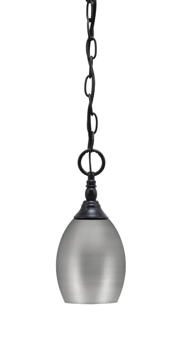 Toltec Lighting Chain Hung Mini Pendant with Brushed Nickel Oval Shade