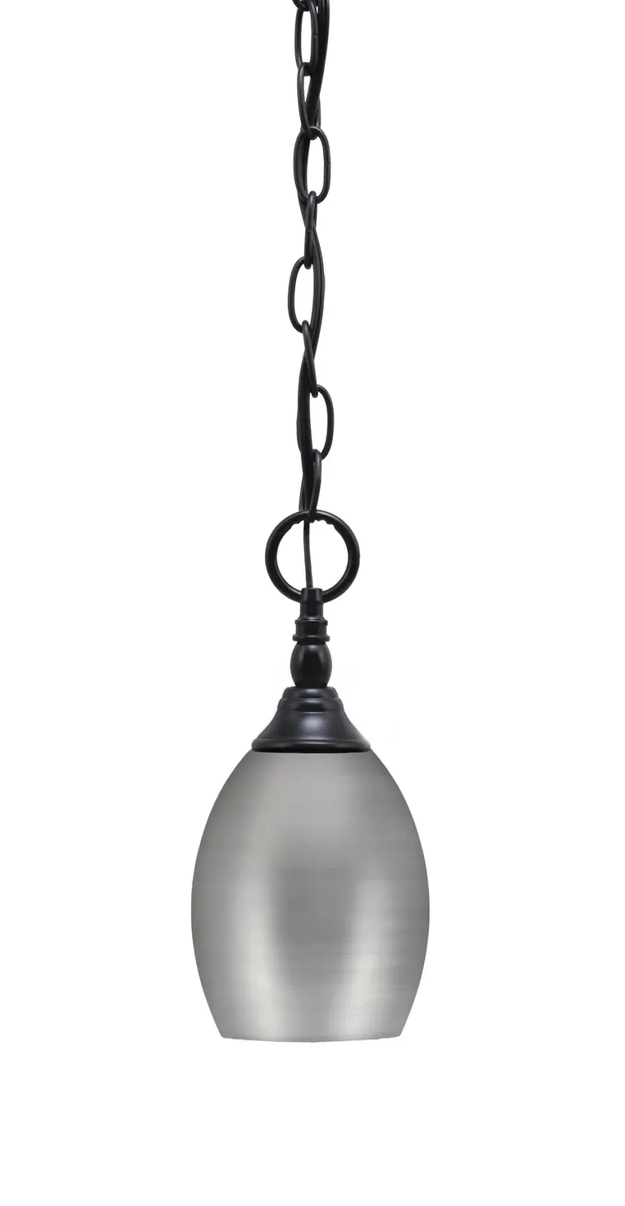 Toltec Lighting Chain Hung Mini Pendant with Brushed Nickel Oval Shade
