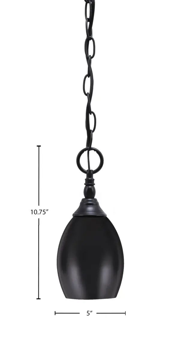 This sleek matte black mini pendant delivers modern industrial style in a compact 5-inch profile. The adjustable chain allows versatile placement from 13 to 61 inches, making it ideal for kitchen islands, nooks, and small spaces. - alternate view