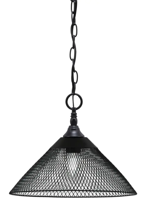 Matte Black Cone Mesh Metal Pendant Light - Image 1