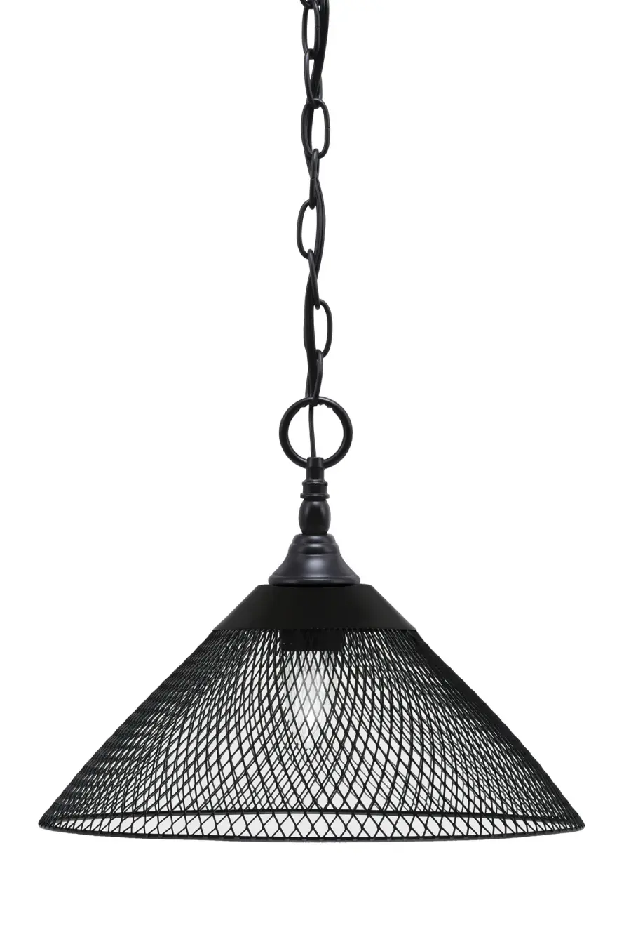 Matte Black Cone Mesh Metal Pendant Light - Image 1