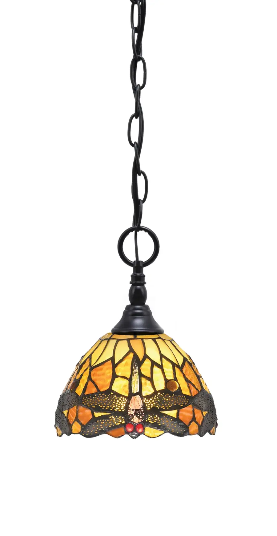 Amber Dragonfly Art Glass Mini Pendant - Image 1