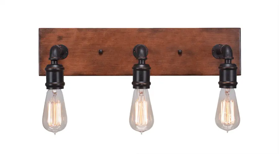 Portland 3 Light Bath Bar in Painted Wood-Look Metal & Dark Granite - Image 1