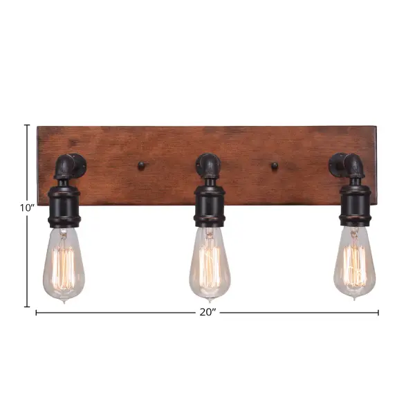 Portland 3 Light Bath Bar in Painted Wood-Look Metal & Dark Granite - Image 2