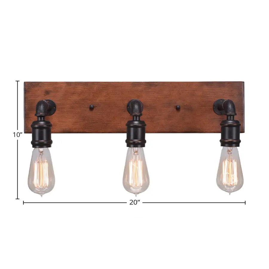 Portland 3 Light Bath Bar in Painted Wood-Look Metal & Dark Granite - Image 2