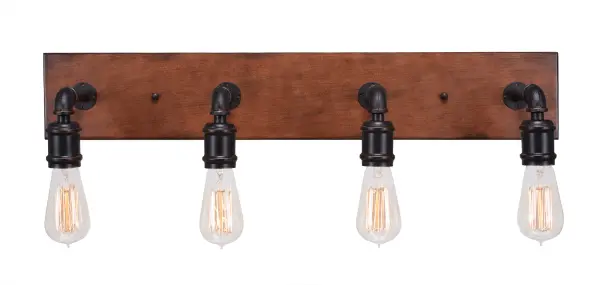 Portland 4-Light Bath Bar with Amber Antique Bulbs