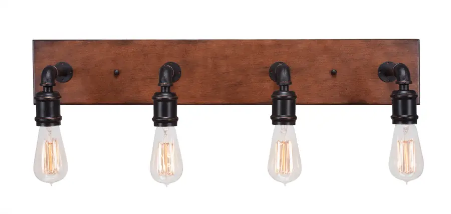 Portland 4-Light Bath Bar with Amber Antique Bulbs
