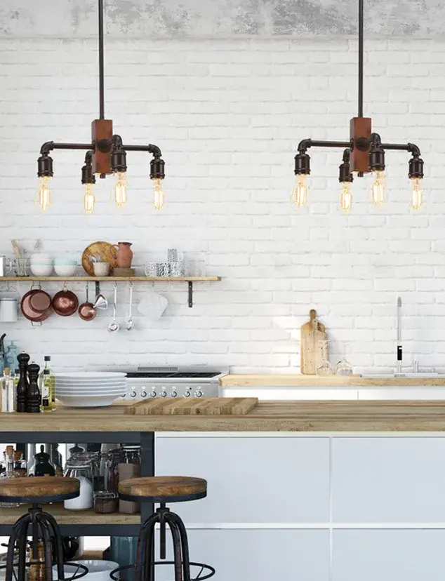 Portland 4-Light Downlight Chandelier with Amber Antique Bulbs - Image 3