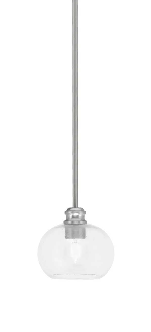 Edge Stem Hung Mini Pendant with Clear Bubble Glass - Image 1
