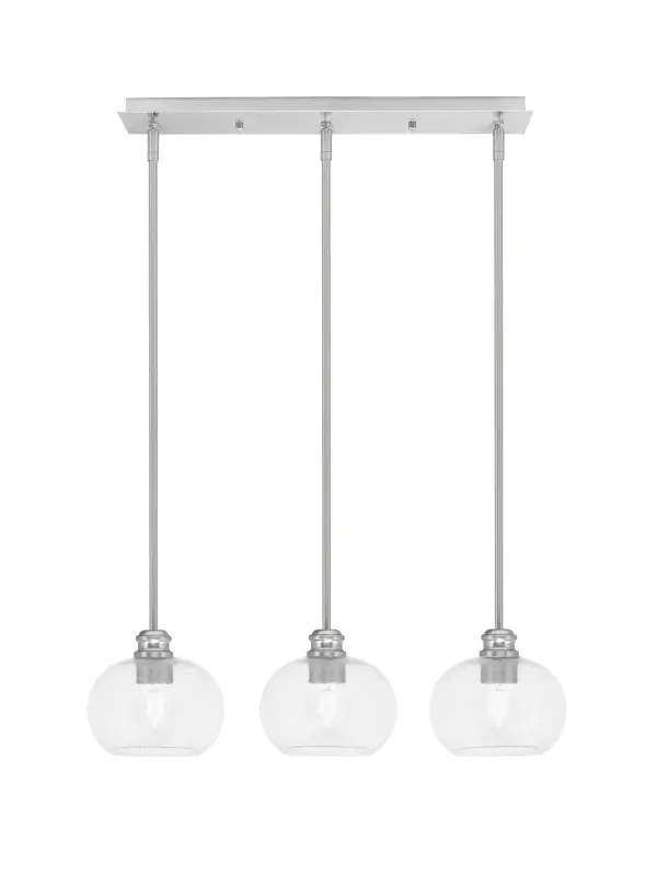 Edge 3-Light Linear Pendant with Clear Bubble Glass - Image 1