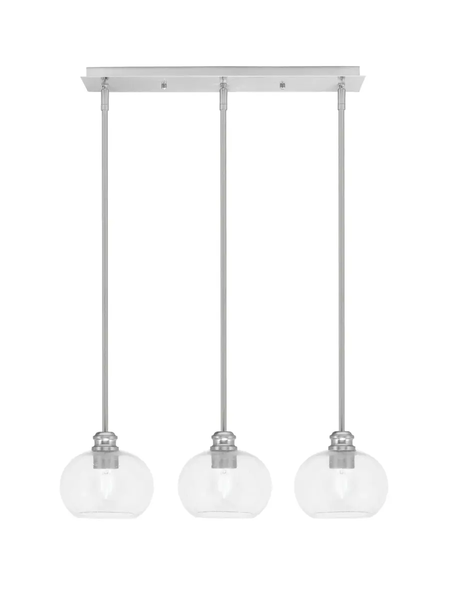 Edge 3-Light Linear Pendant with Clear Bubble Glass - Image 1