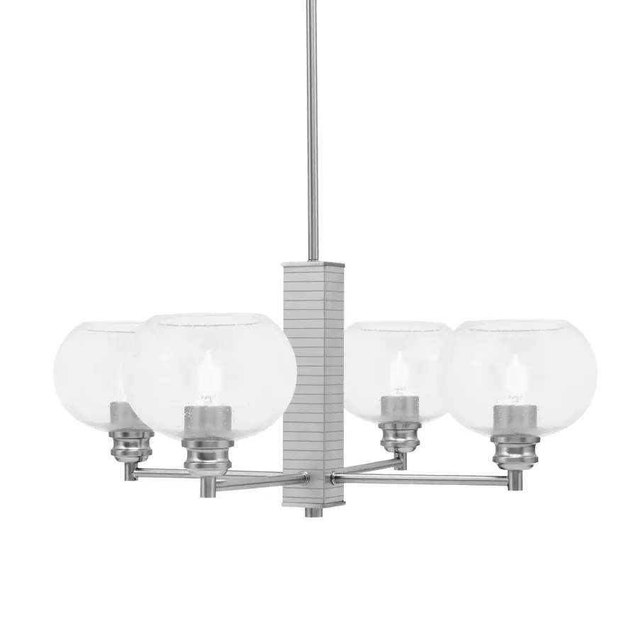 Edge 4 Light Chandelier with Clear Bubble Glass - Image 1
