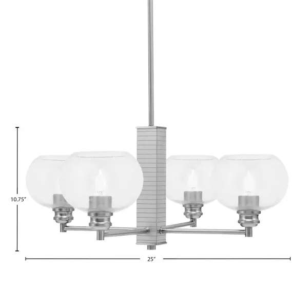 Edge 4 Light Chandelier with Clear Bubble Glass - Image 2