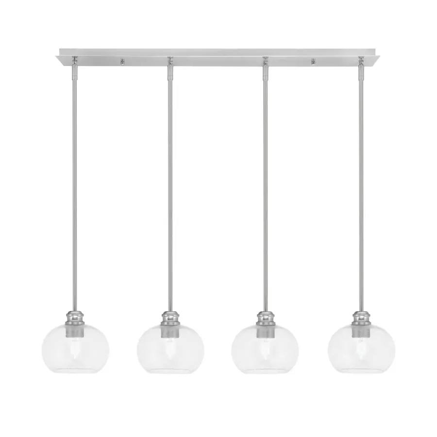Edge 4-Light Linear Pendant with Clear Bubble Glass - Image 1