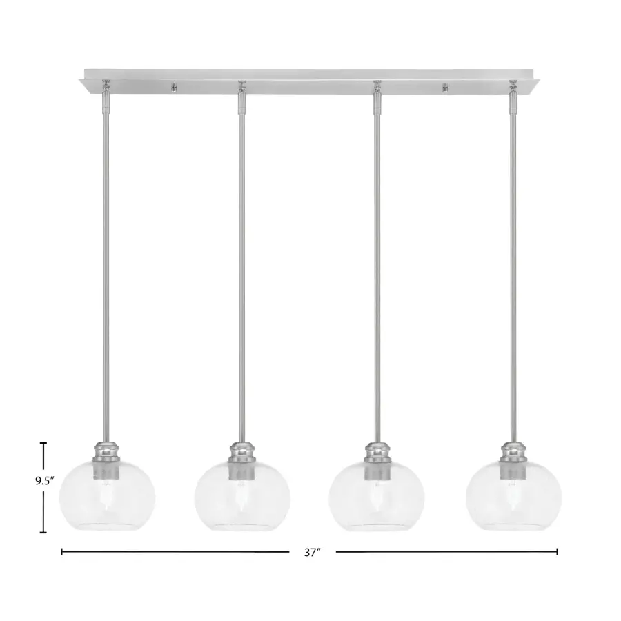 Edge 4-Light Linear Pendant with Clear Bubble Glass - Image 2