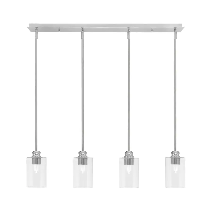 Edge 4-Light Linear Pendant with Clear Bubble Glass - Image 1