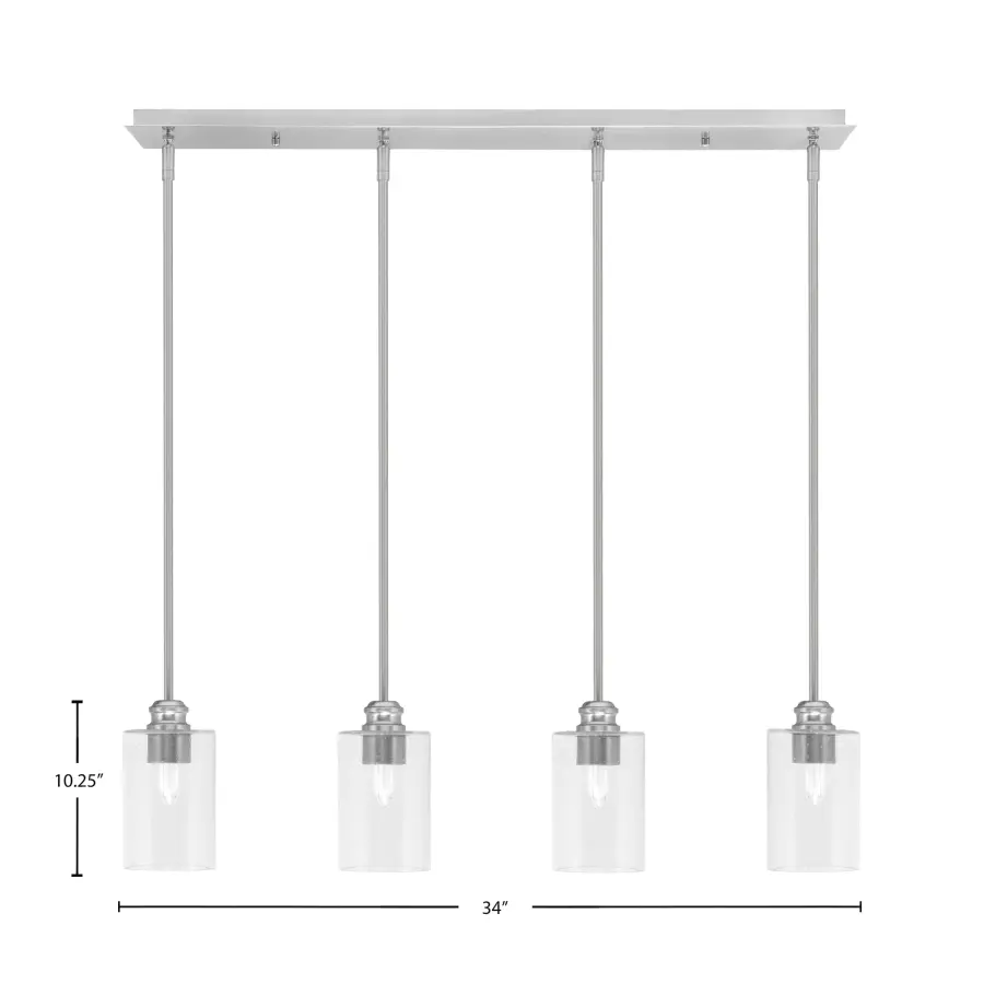 Edge 4-Light Linear Pendant with Clear Bubble Glass - Image 2