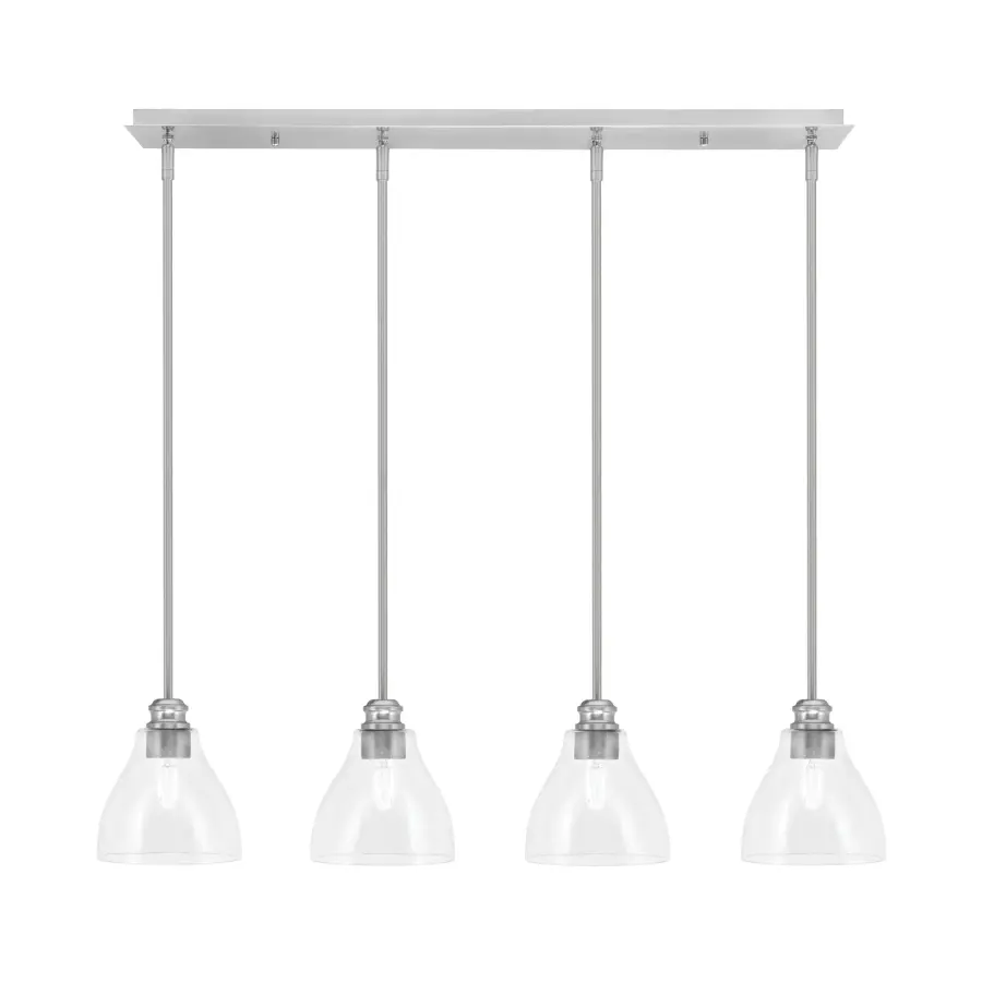 Edge 4-Light Linear Pendalier with Clear Bubble Glass - Image 1