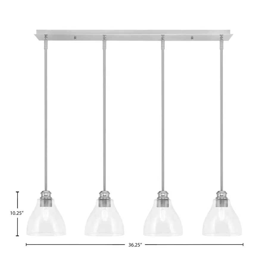 Edge 4-Light Linear Pendalier with Clear Bubble Glass - Image 2