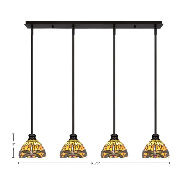 Edge 4-Light Linear Pendant with Amber Dragonfly Glass - Image 2