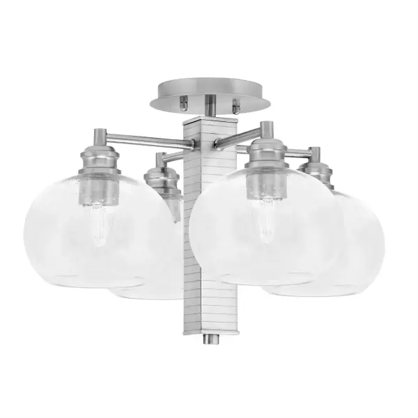 Edge 4-Light Semi-Flush Ceiling Light with Clear Bubble Glass - Image 1