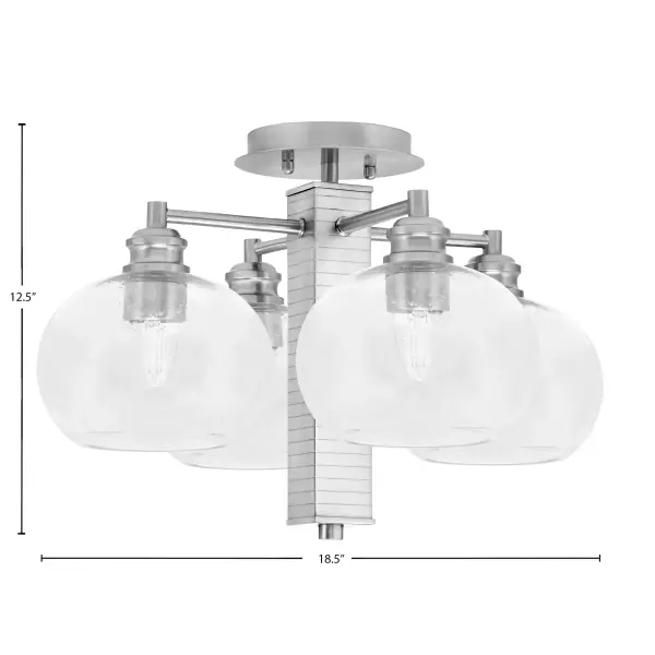 Edge 4-Light Semi-Flush Ceiling Light with Clear Bubble Glass - Image 2