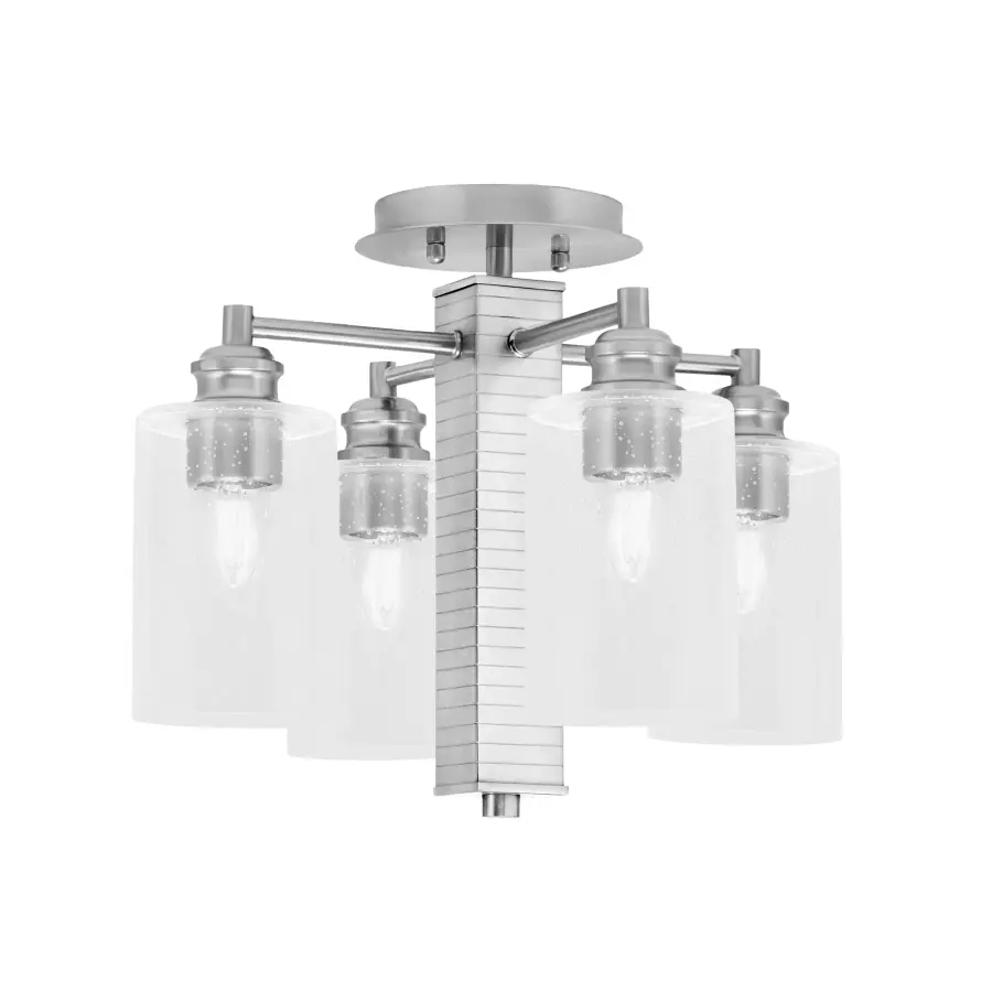 Edge 4 Light Semi-Flush with Clear Bubble Glass - Image 1