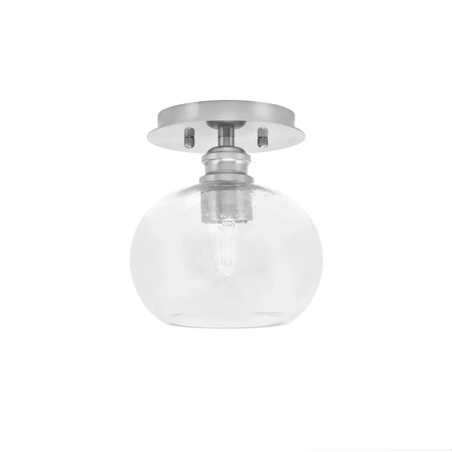 Edge 1 Light Semi-Flush with Clear Bubble Glass - Image 1