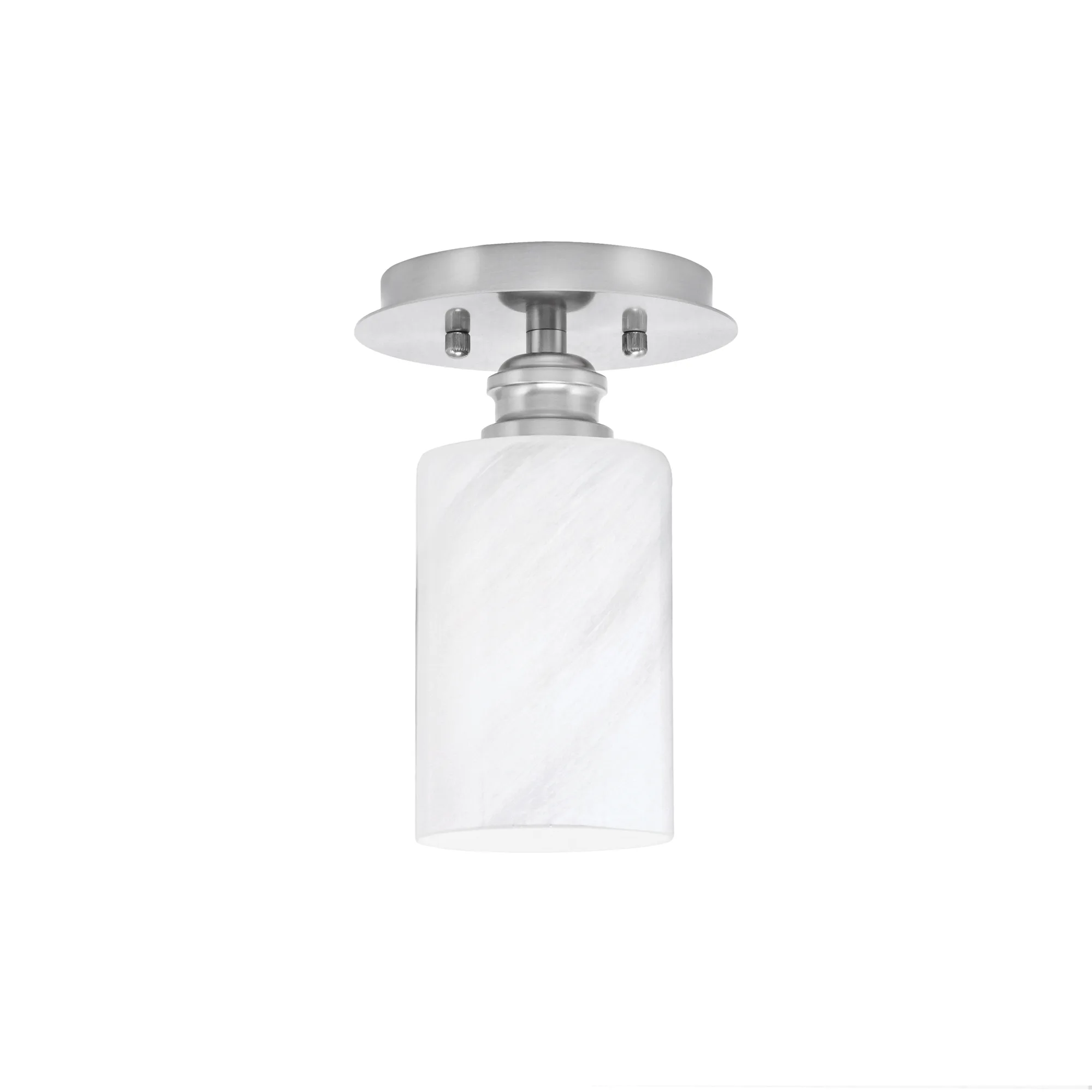 Edge 1 Light Semi-Flush with White Marble Glass