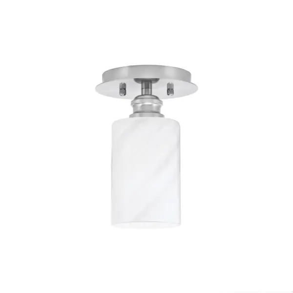 Edge 1 Light Semi-Flush with White Marble Glass - Image 1