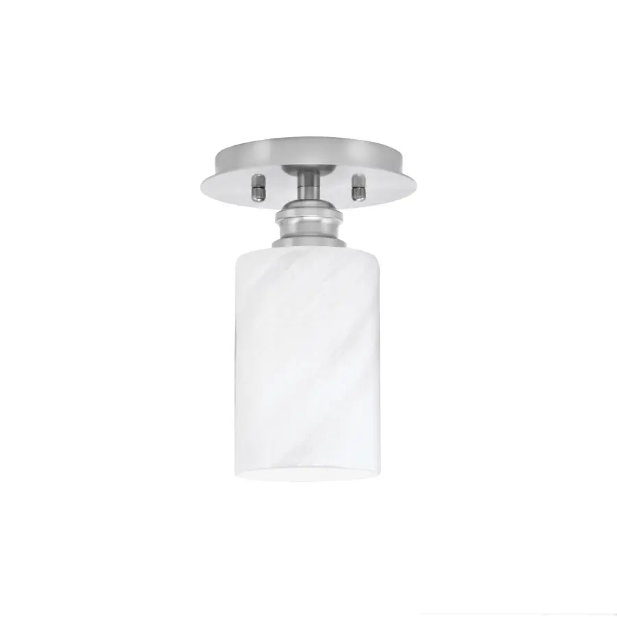 Edge 1 Light Semi-Flush with White Marble Glass - Image 1