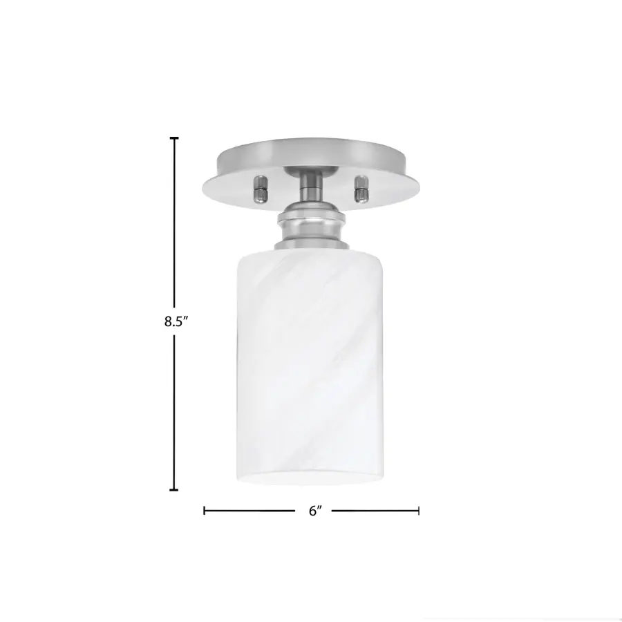 Edge 1 Light Semi-Flush with White Marble Glass - Image 2
