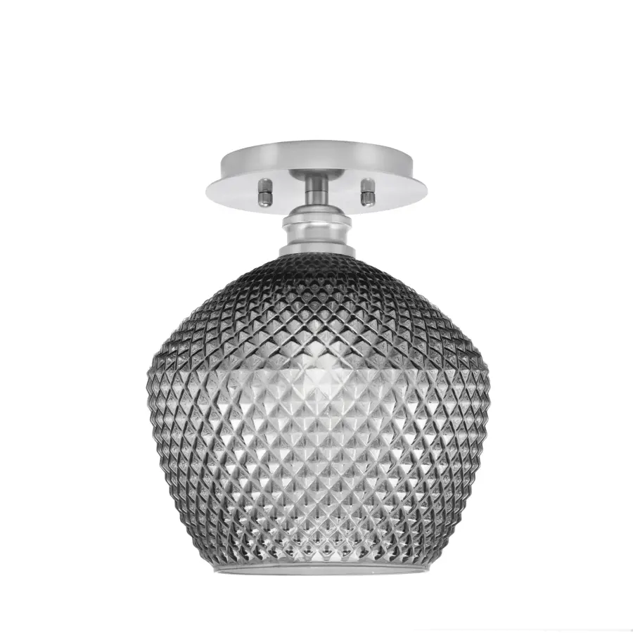 Edge 1 Light Semi-Flush with Smoke Textured Glass - Image 1