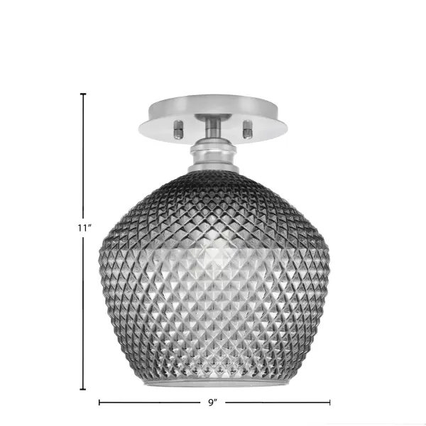 The Edge Semi-Flush combines sleek brushed nickel with smoke textured glass for a contemporary look. Its compact 9-inch size makes it ideal for smaller spaces like hallways, closets, and bathrooms. - alternate view
