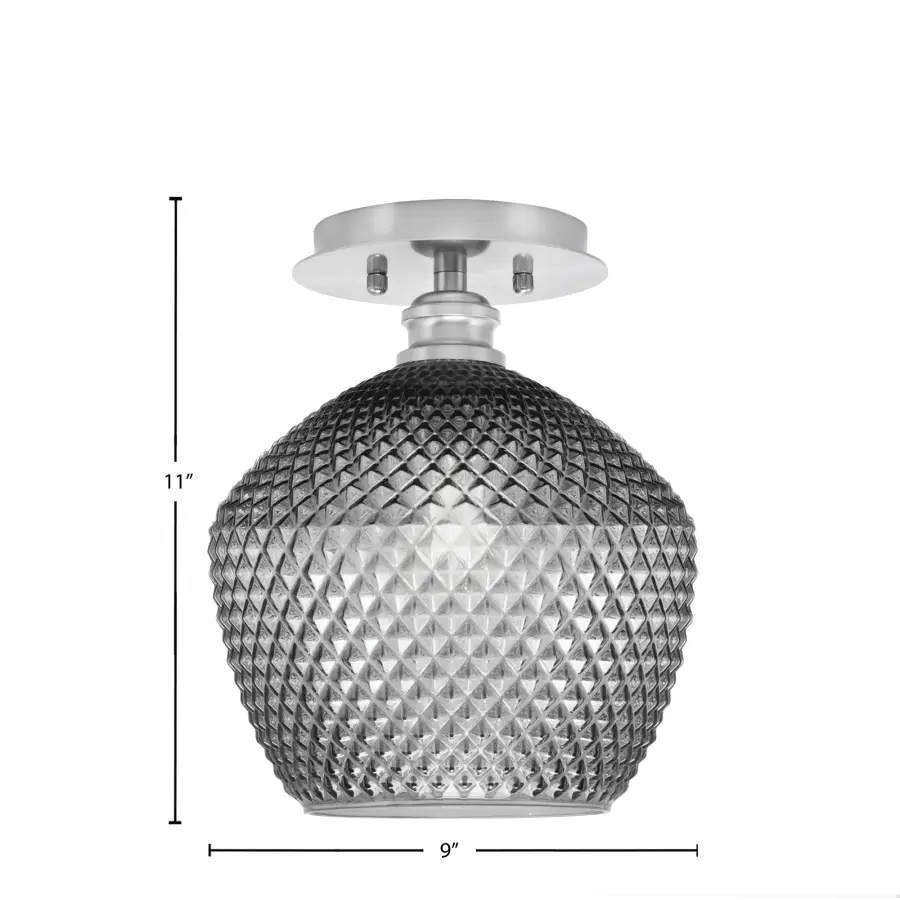 Edge 1 Light Semi-Flush with Smoke Textured Glass - Image 2