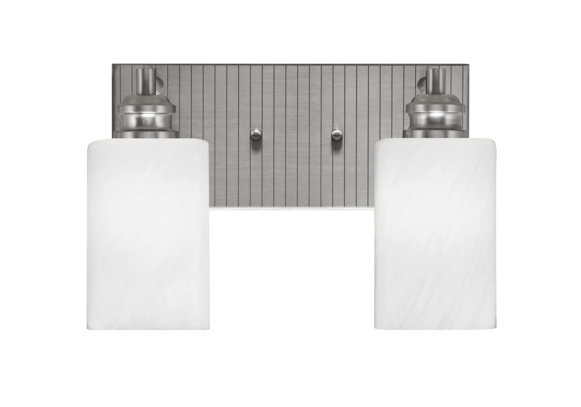 Edge 2 Light Bath Bar in Brushed Nickel with White Muslin Glass