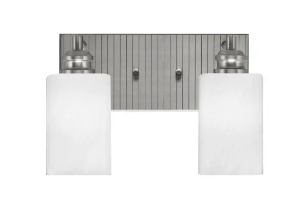 Edge 2 Light Bath Bar in Brushed Nickel with White Muslin Glass