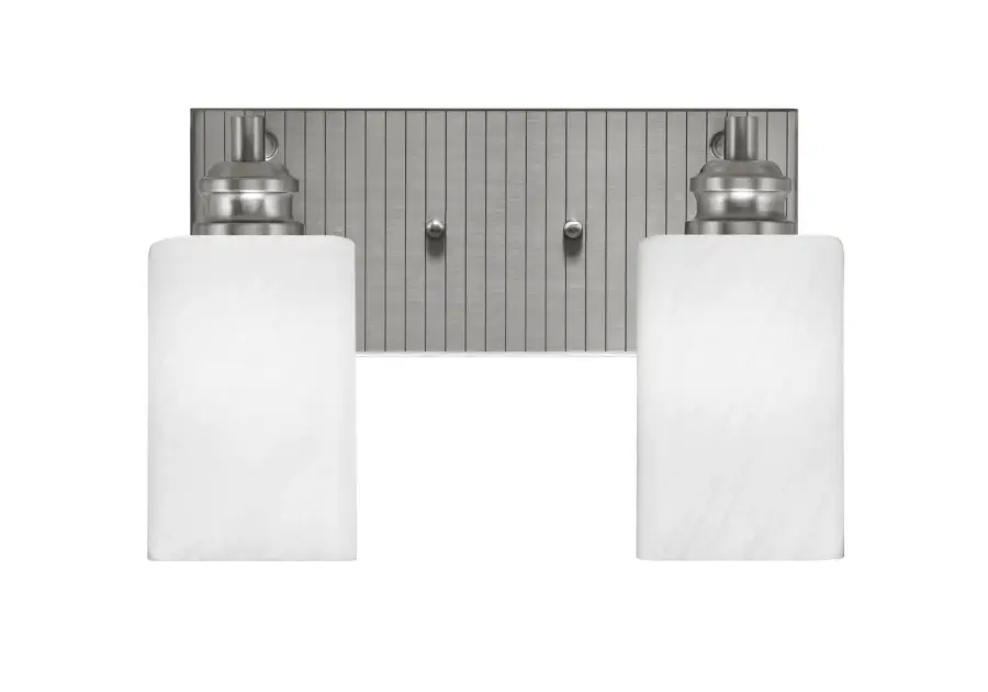 Edge 2 Light Bath Bar in Brushed Nickel with White Muslin Glass