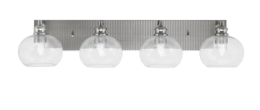 Edge 4 Light Bath Bar in Brushed Nickel with Clear Bubble Glass - Image 1