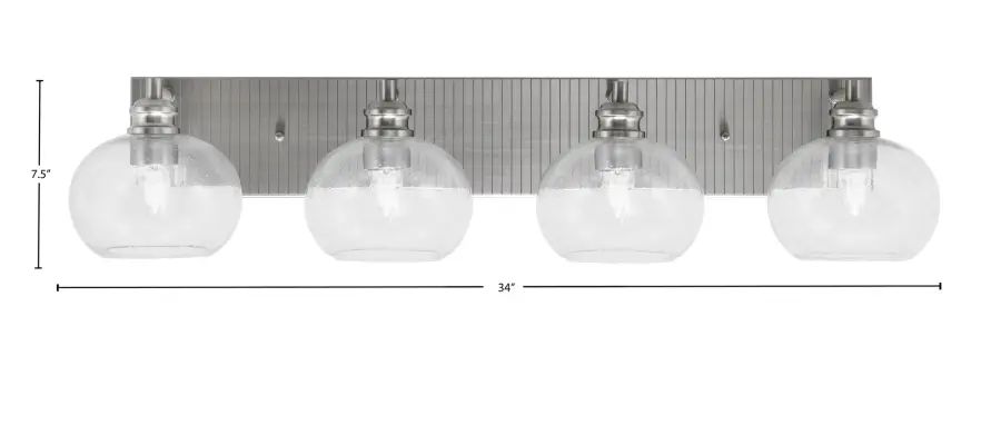 Edge 4 Light Bath Bar in Brushed Nickel with Clear Bubble Glass - Image 2