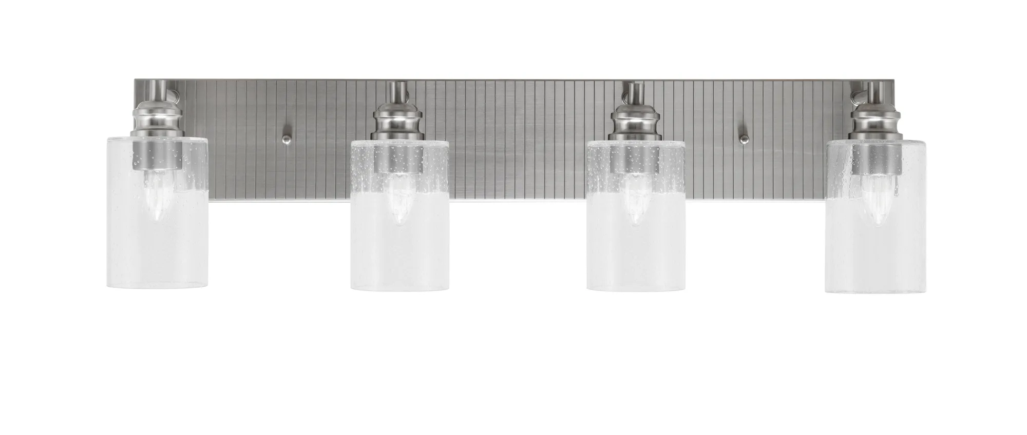 Edge 4 Light Bath Bar in Brushed Nickel with Clear Bubble Glass