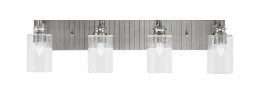 Edge 4 Light Bath Bar in Brushed Nickel with Clear Bubble Glass - Image 1