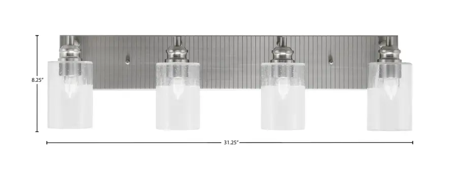 Edge 4 Light Bath Bar in Brushed Nickel with Clear Bubble Glass - Image 2
