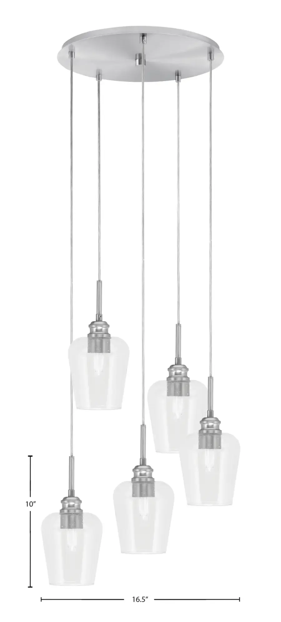 Edge 5-Light Cluster Pendant in Brushed Nickel with Clear Bubble Glass - Image 2