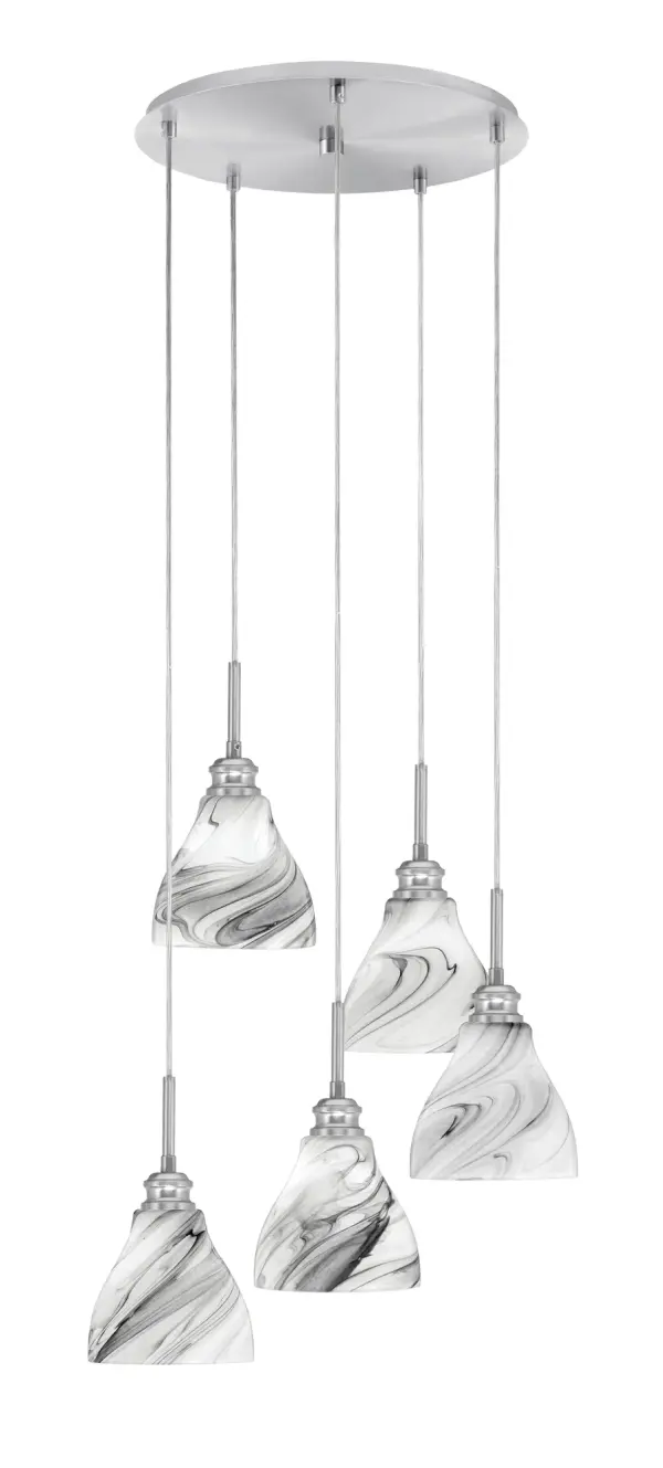 Edge 5-Light Cluster Pendant with Onyx Swirl Glass