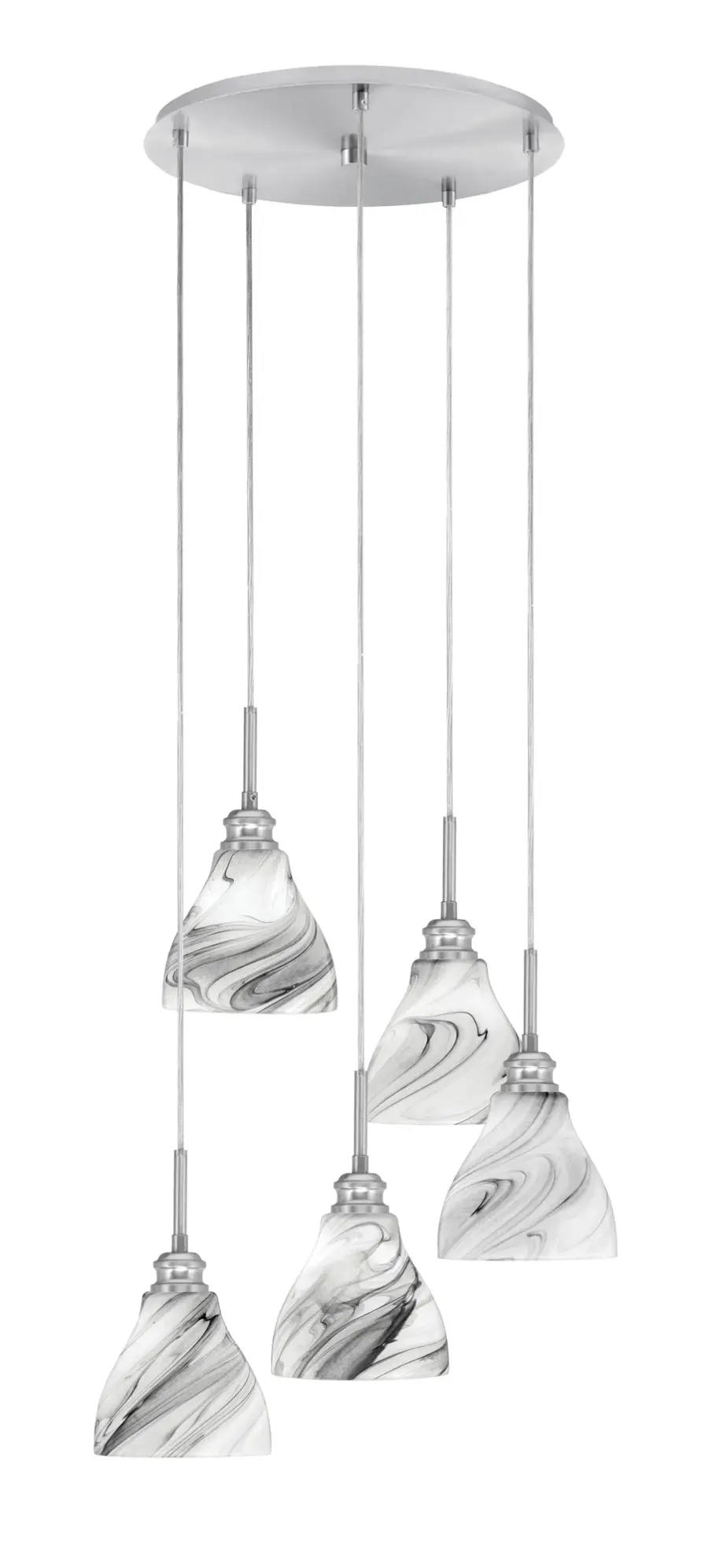Edge 5-Light Cluster Pendant with Onyx Swirl Glass