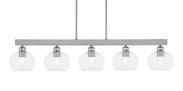 Edge 5-Light Bar in Brushed Nickel with Clear Bubble Glass - Image 1