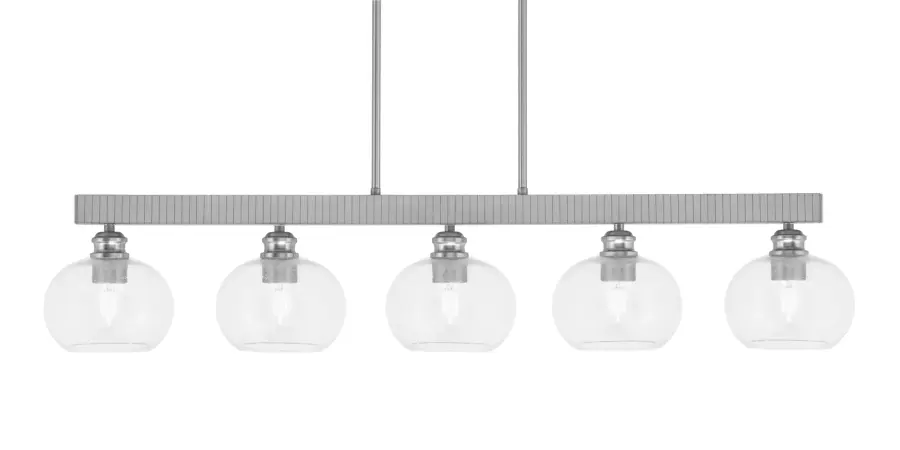 Edge 5-Light Bar in Brushed Nickel with Clear Bubble Glass - Image 1